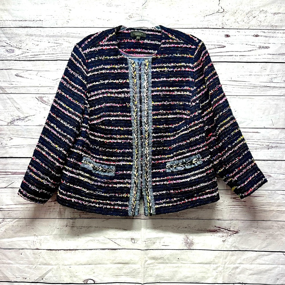EUC Talbots Multicolored Textured Jacket Size 20 Petites